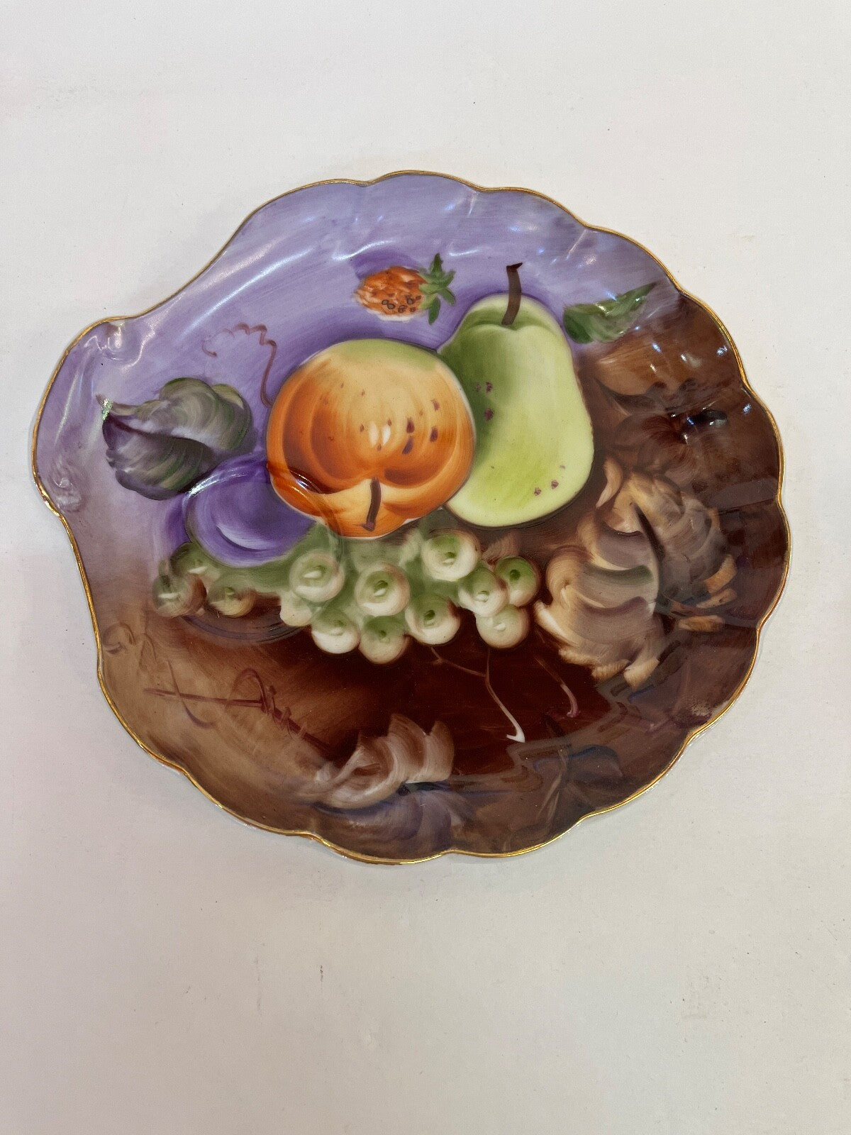 Vintage Lefton China Hand Painted Gold Accent Teacup and Saucer Fruit Pattern  