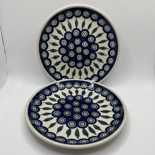 2x-Polish Pottery Plates Boleslawiec Handmade Vintage Marked 7.5 Inch