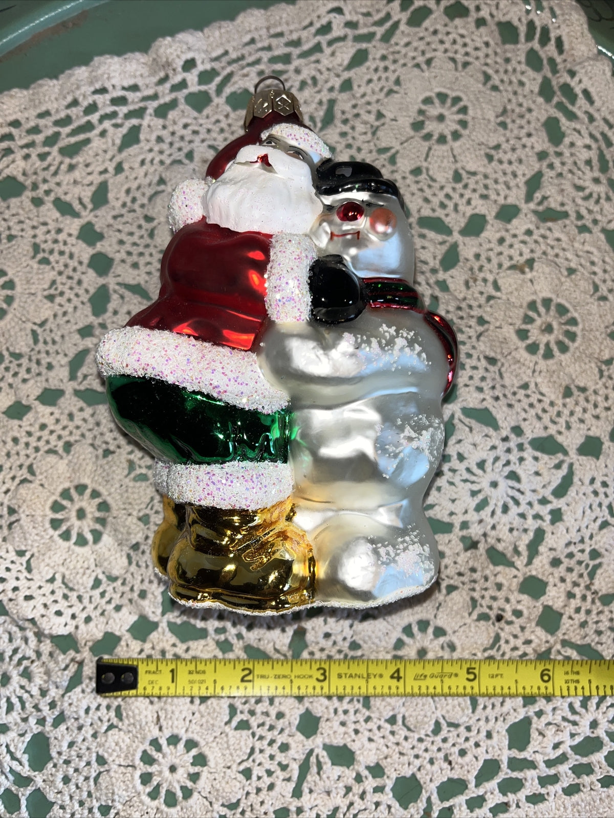 Vintage Santa & Snowman Mercury Glass Christmas Ornaments 