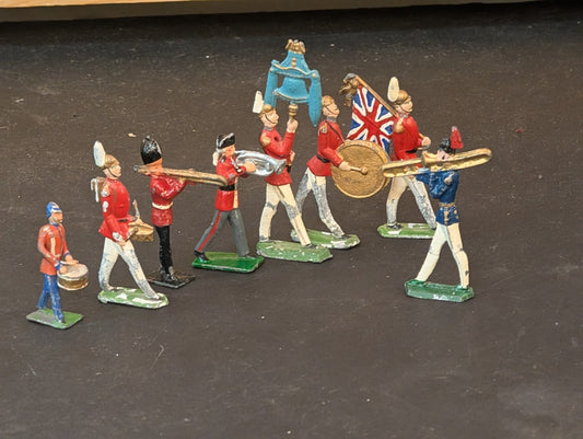 Vintage Lot Of 8 Mini Lead Toy Soldiers Musician Metal Toy Figure Mixed Lot band