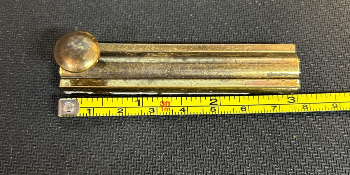 Old vintage brass Door Latch BOLT  3"