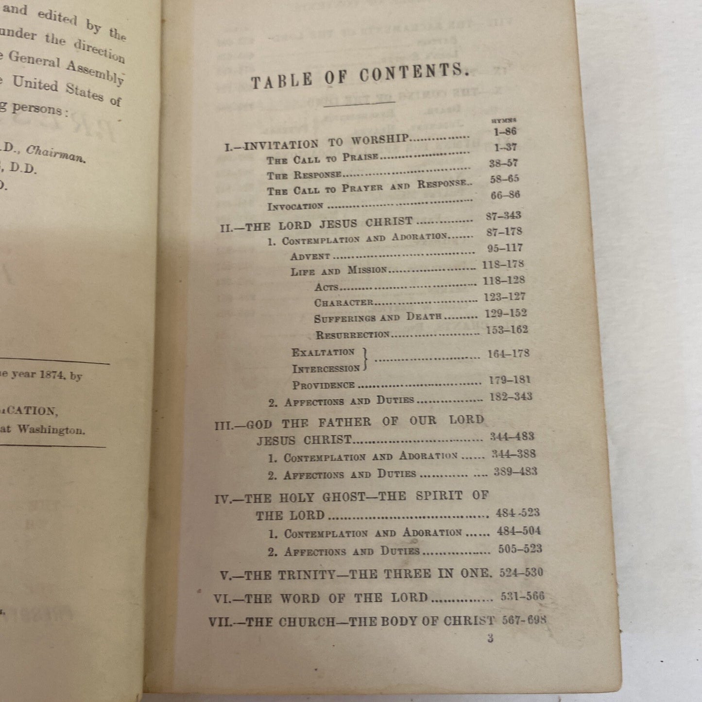 THE PRESBYTERIAN HYMNAL 1874 ANTIQUE RARE BOOK LEATHER REV. JOSEPH T DURYEA D.D.