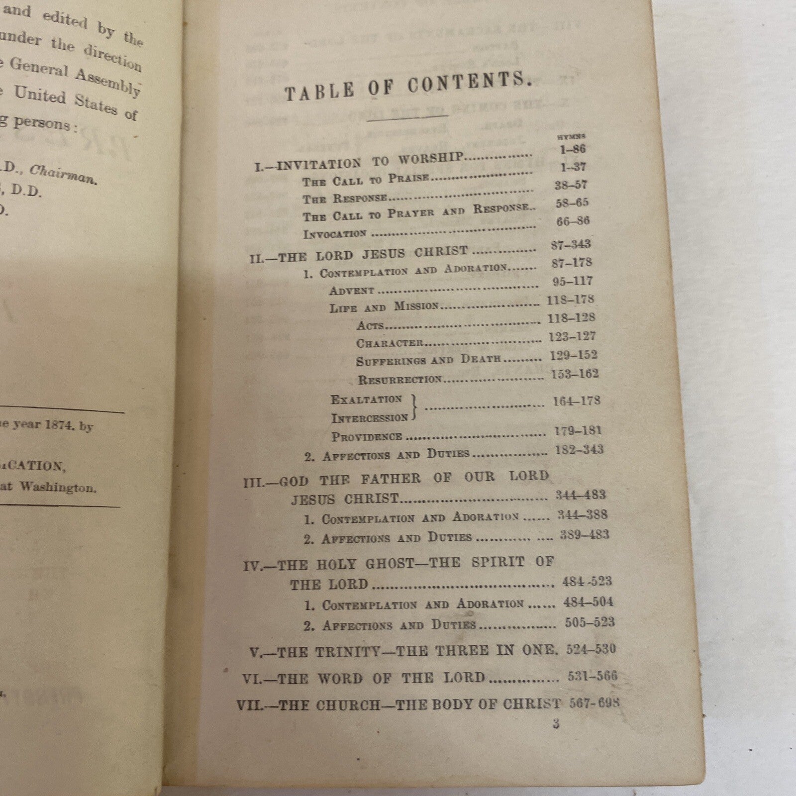 THE PRESBYTERIAN HYMNAL 1874 ANTIQUE RARE BOOK LEATHER REV. JOSEPH T DURYEA D.D.
