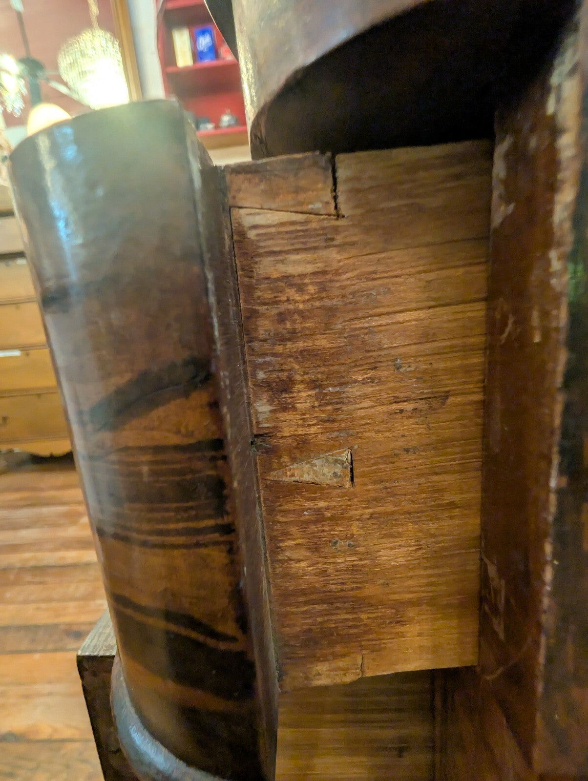 Victorian Antique Rosewood Grained Walnut Secretary Desk & Bookcase