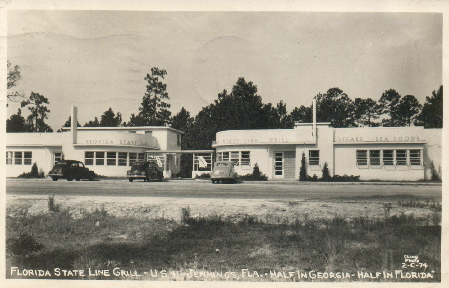1948 Real Photo old Restaurant Florida State line Grill Jennings FL Georgia GA 