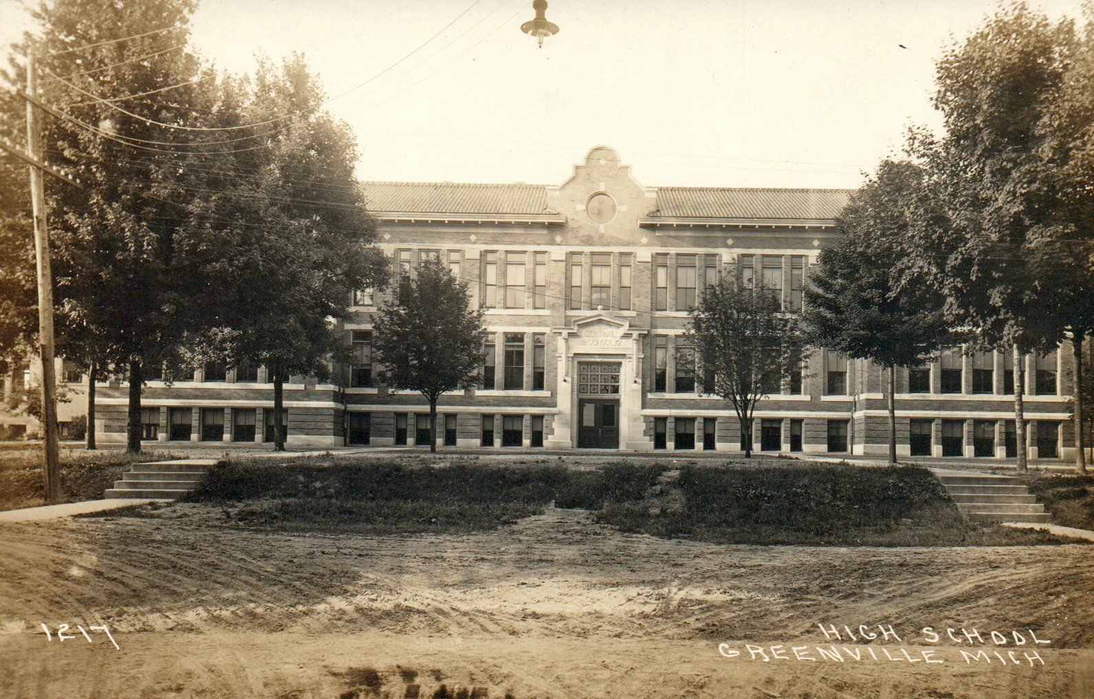 Real Photo Greenville High School Michigan Postcard 