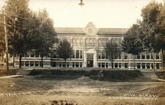 Real Photo Greenville High School Michigan Postcard 