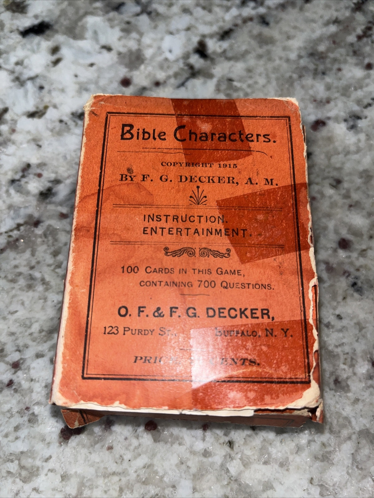 Antique 1915 Bible Characters Trivia Card Game By F.G. Decker A.M. Rare Complete