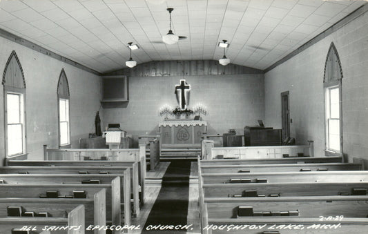 Real Photo Interior Episcopal Church Houghton Lake  Mich Michigan MI