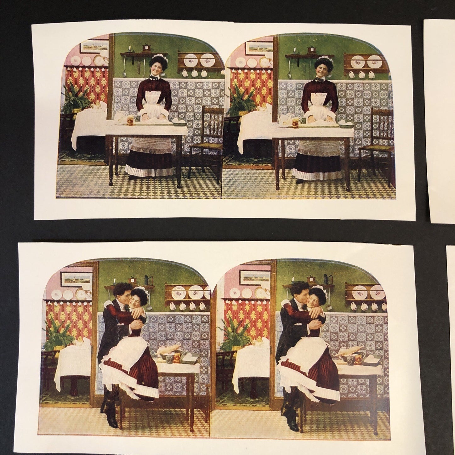Stereo View Paper Cards Naughty Man & Maid Black Americana Lot of 12