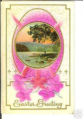 Heavy Embossed Hot Pink Easter egg Scenic