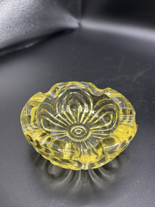Vintage Antique Cambridge Glass Ashtray Yellow Caprice