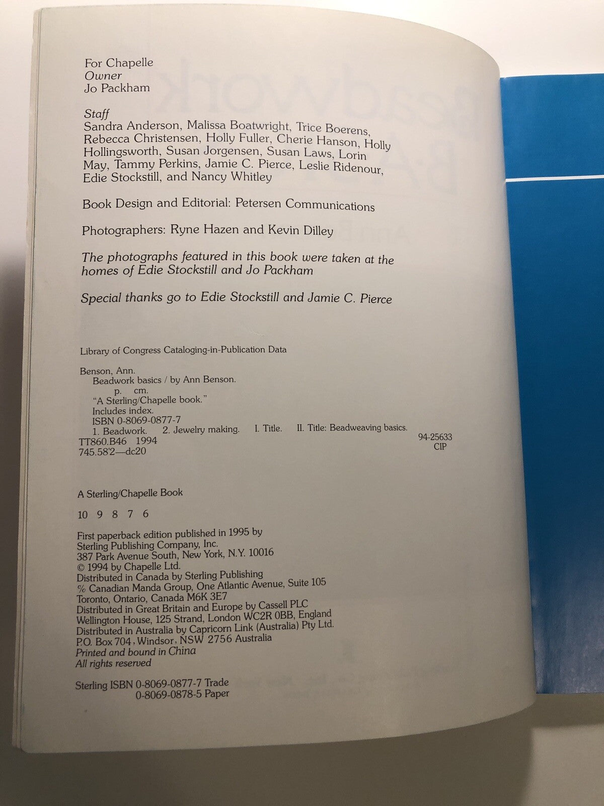 Beadwork Basics by Ann Benson All About Beads Reference Book