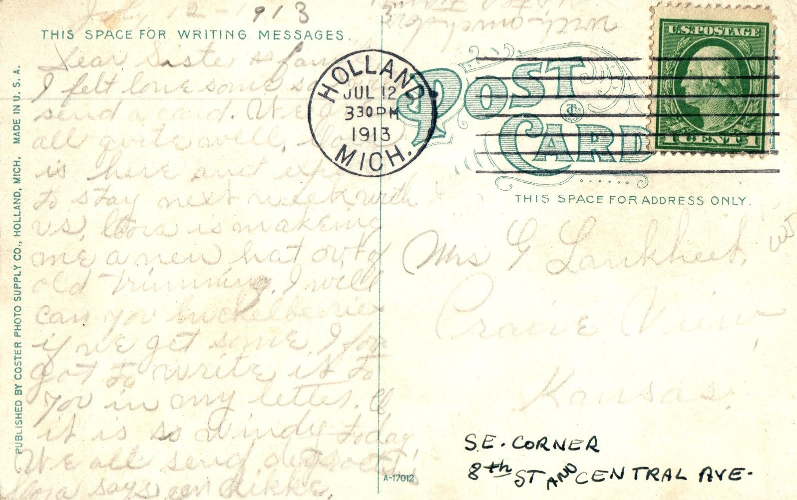 First State Bank Block in Holland Michigan Mich MI Postcard