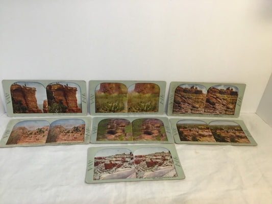7  Grand Canyon of Arizona AZ Cactus Hotel Station  stereoview set 