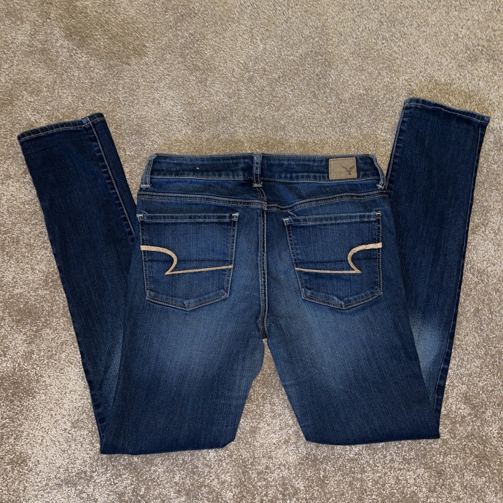 American Eagle Jeans Womens Size 6 Blue Super Stretch Straight Leg Denim