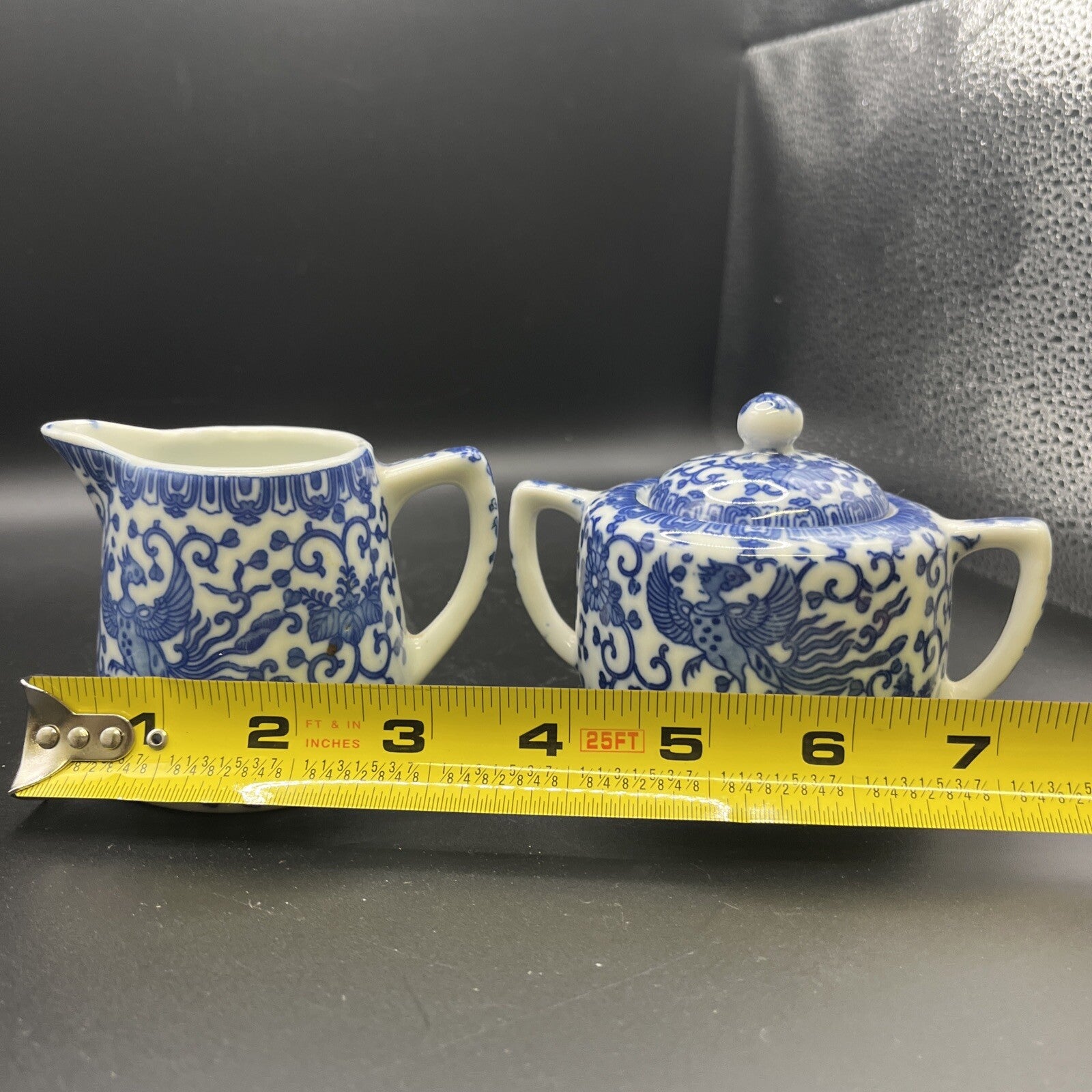 Vintage Morimura Brothers Noritake Blue Phoenix Flying Cream & Sugar Set