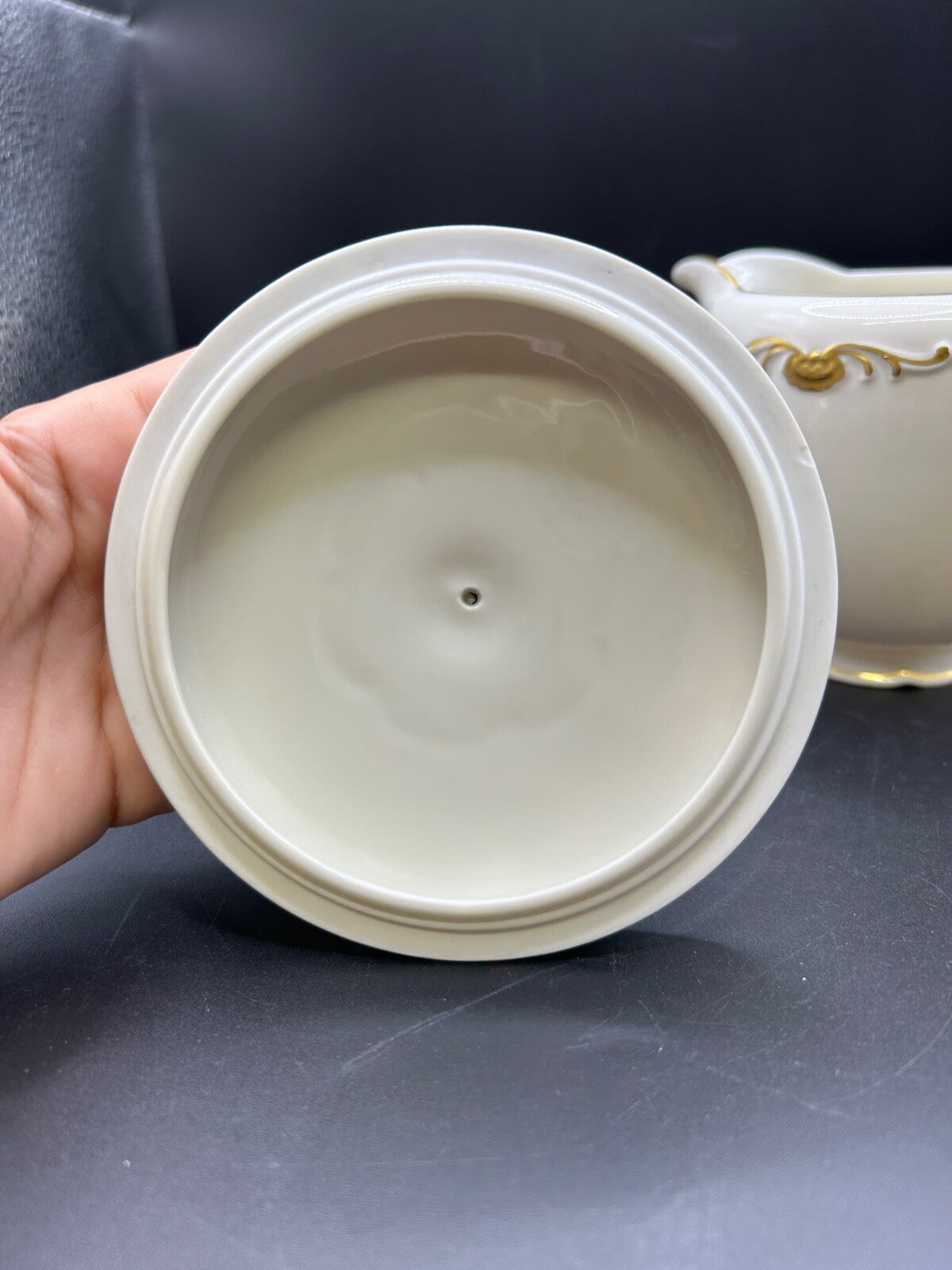 RARE Waldershof Bavaria Germany Sugar and Creamer with Gold Rim