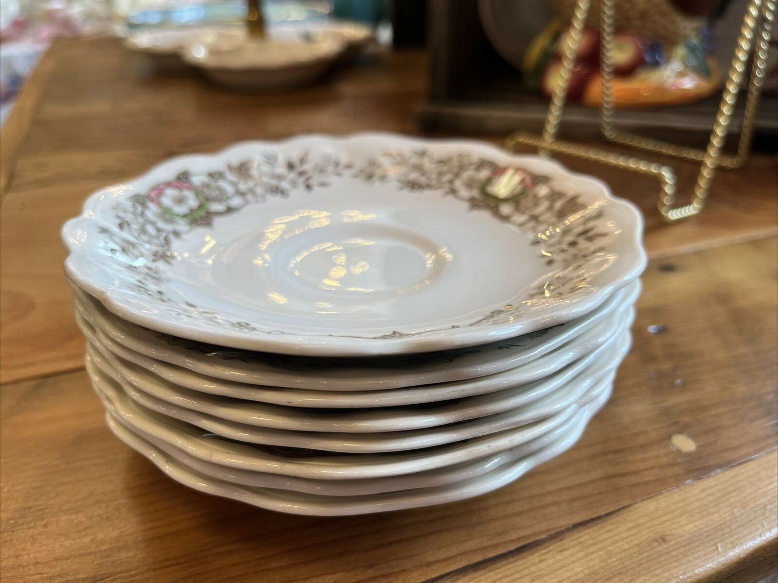 Beautiful 5.5” English Staffordshire China  Saucers (8)