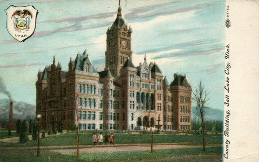 1917 County Building Salt Lake City  UT Utah Vintage Postcard