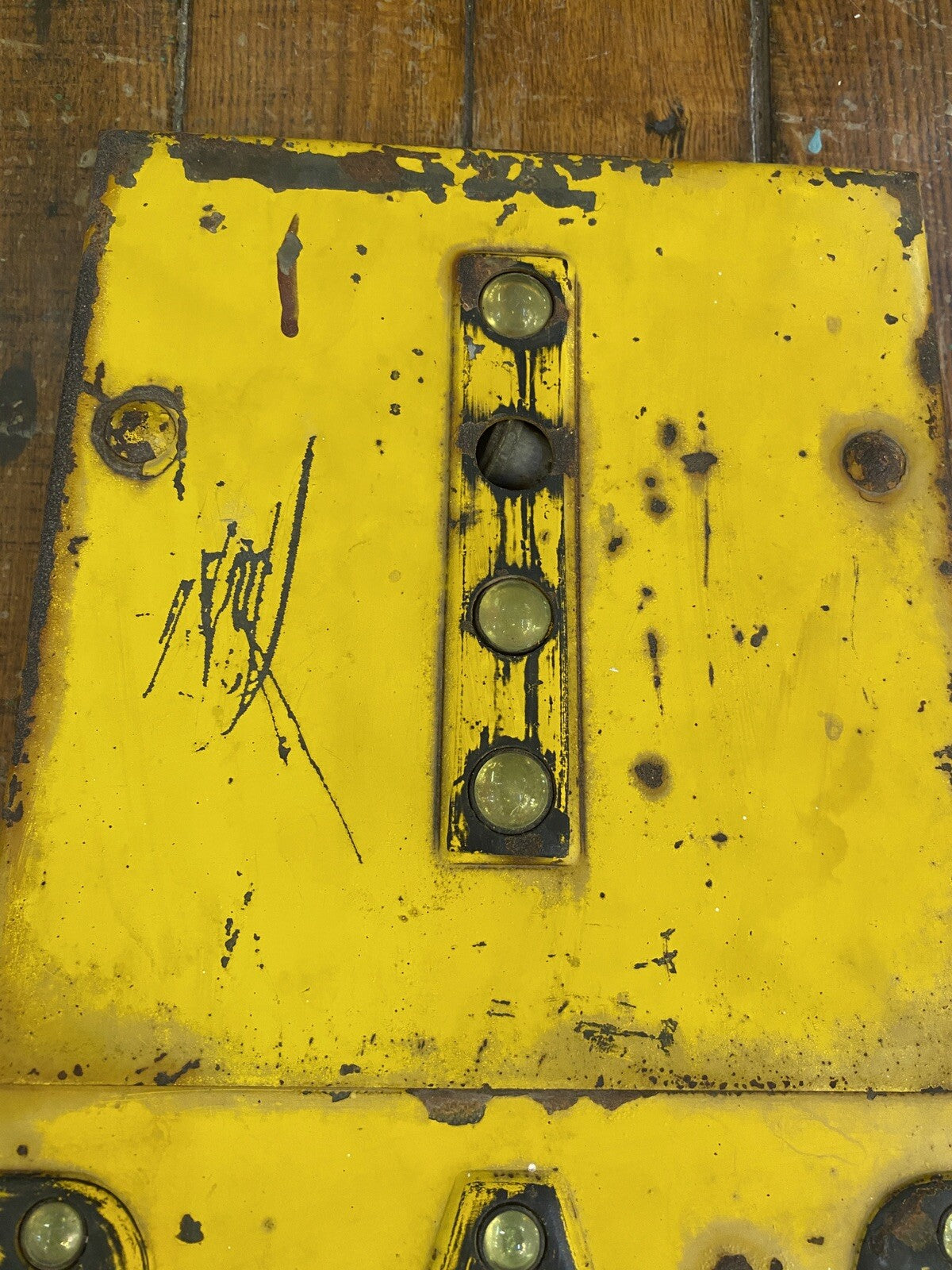 RARE Old Railroad Green Glass Cat Eye Marble Reflector 1 Track SIGN