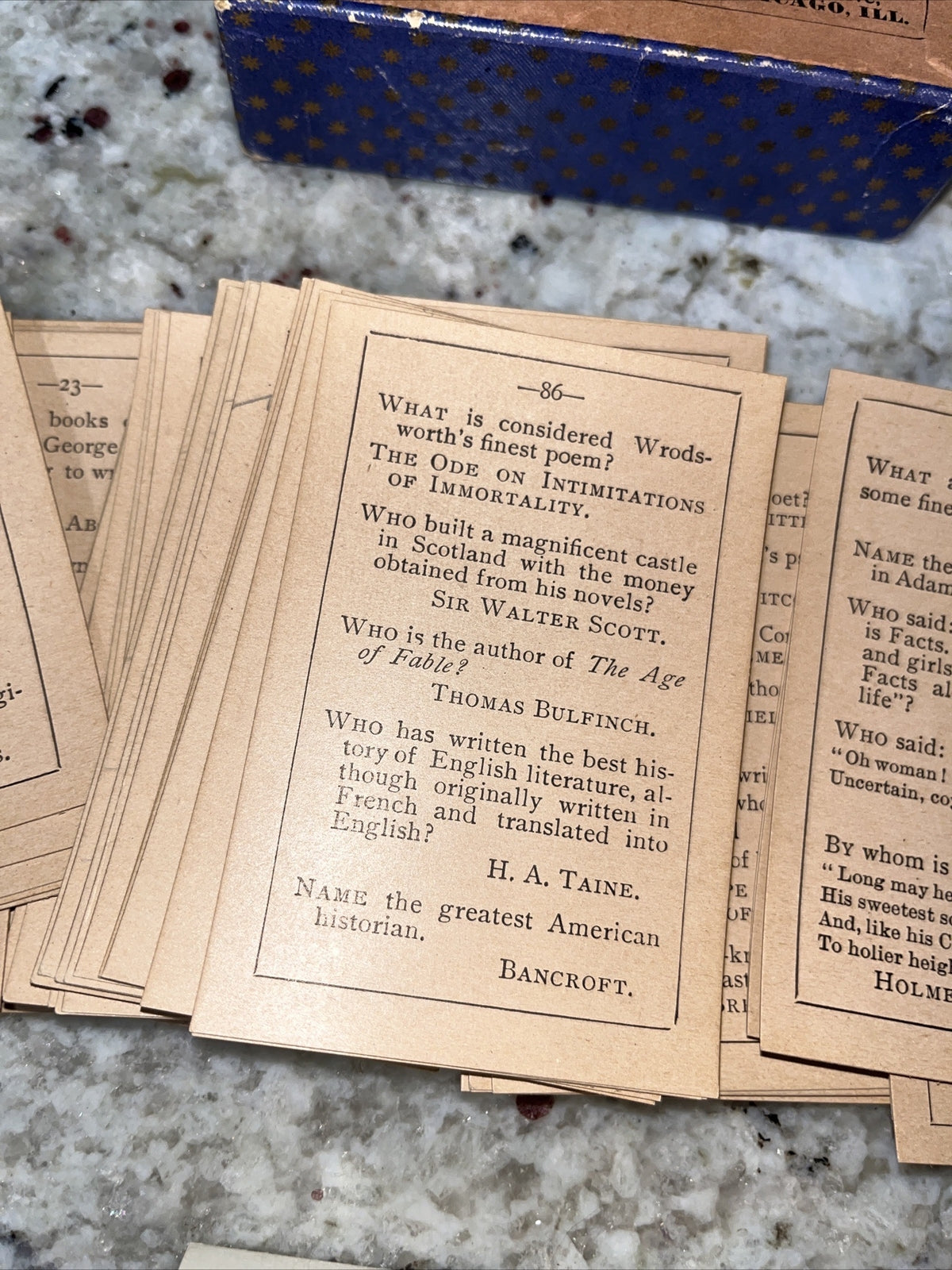 1897 Game of Literature Game, 500 Questions. By A W Mumford.