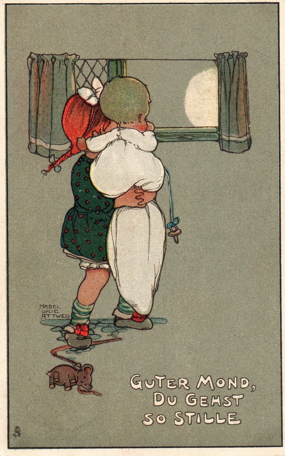 Raphael Tuck Artist Signed Mabel Lucie Attwell Guter Mond Du Gest So Stille #844