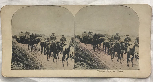 WWI Stereoview Victors Coming Home War Horses Tanks