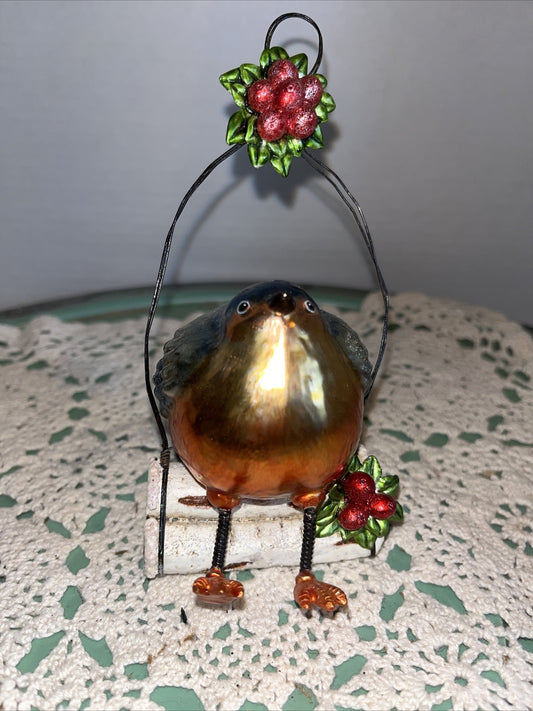 Vintage Blue Bird Glass Christmas Ornament