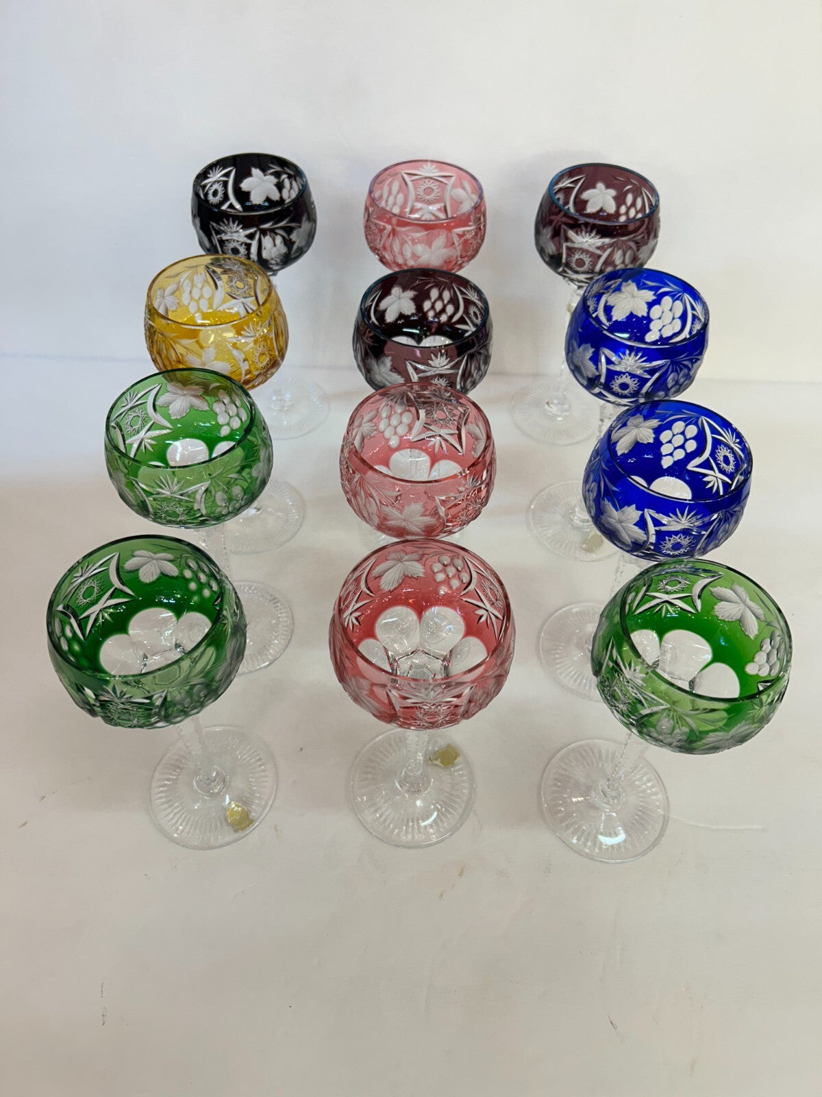 12 NACHTMANN TRAUBE Crystal 8.25 Cut To Clear WINE GOBLET Bohemian Marsala