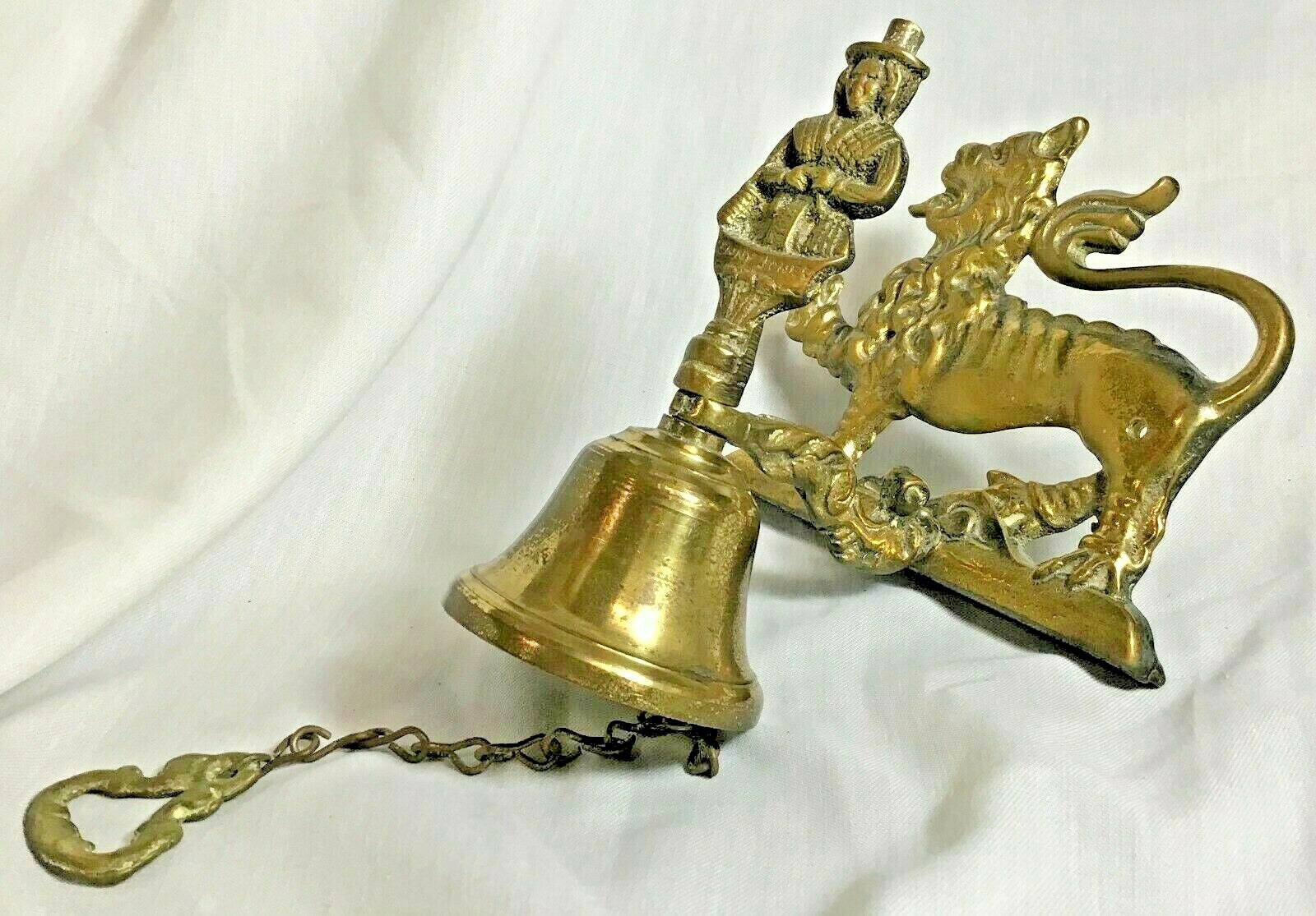 Made in England Brass Door or Dinner Bell Lion Pilgrim Jenny Jones