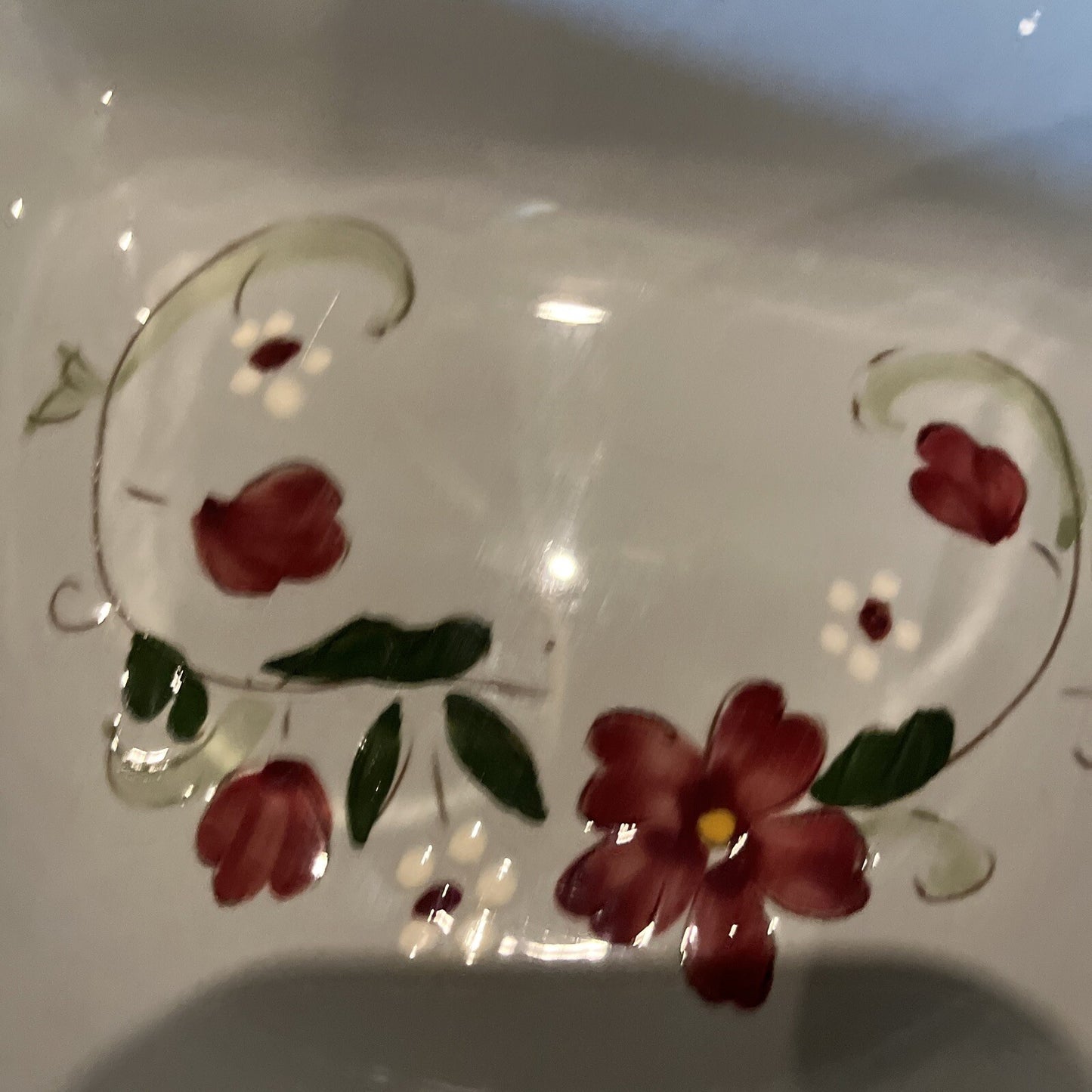 Stangl Pottery GARLAND 10 5/8" Divided Serving Bowl Red White Green Floral EXC.