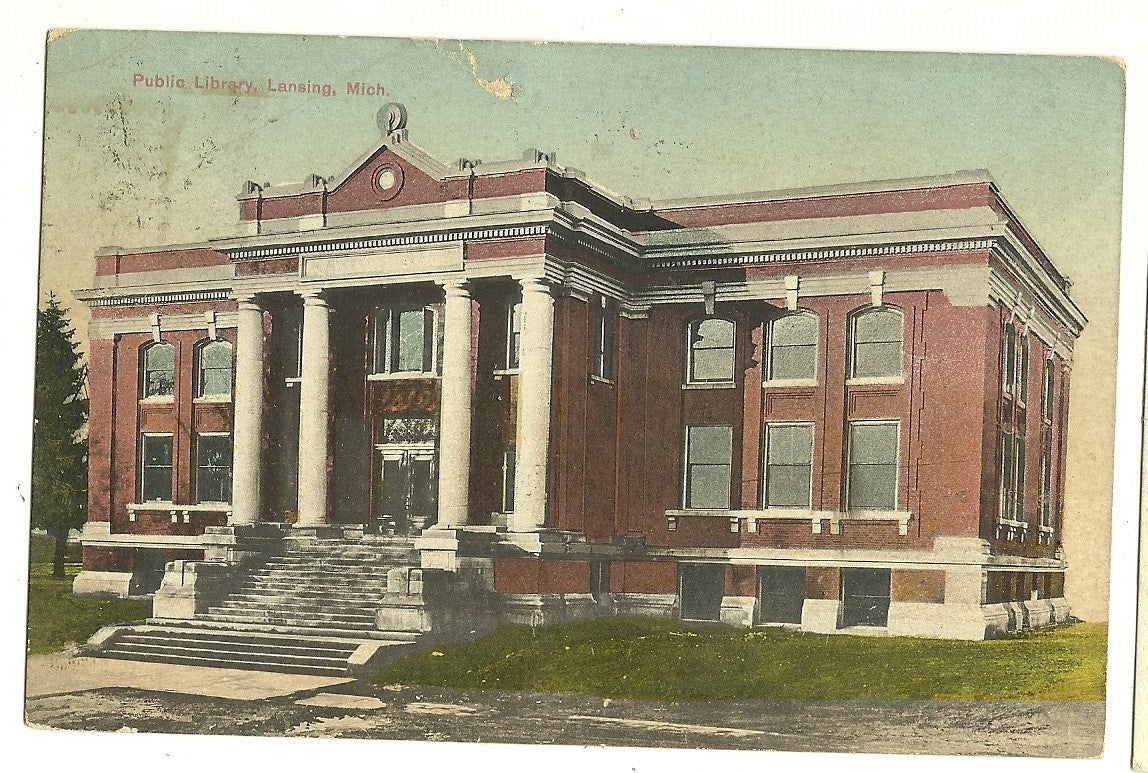 Public LIbrary Lansing MI Michigan  Postcard