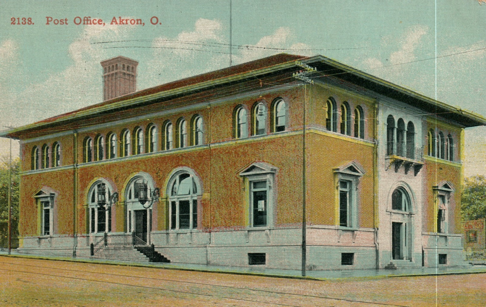 2138 Post Office Akron  OH Ohio Postcard