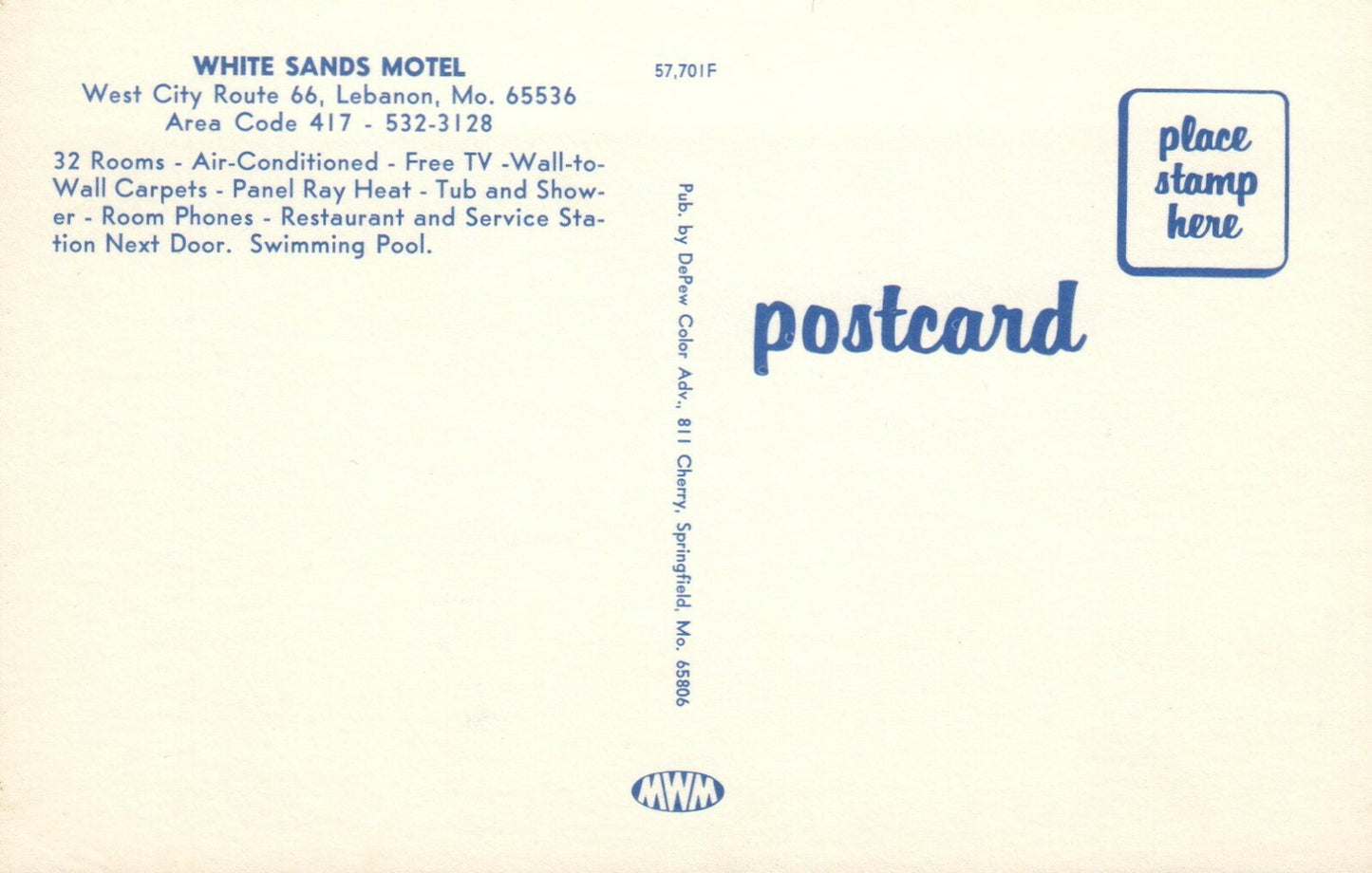 White Sands Motel Lebanon MO Missouri Postcard