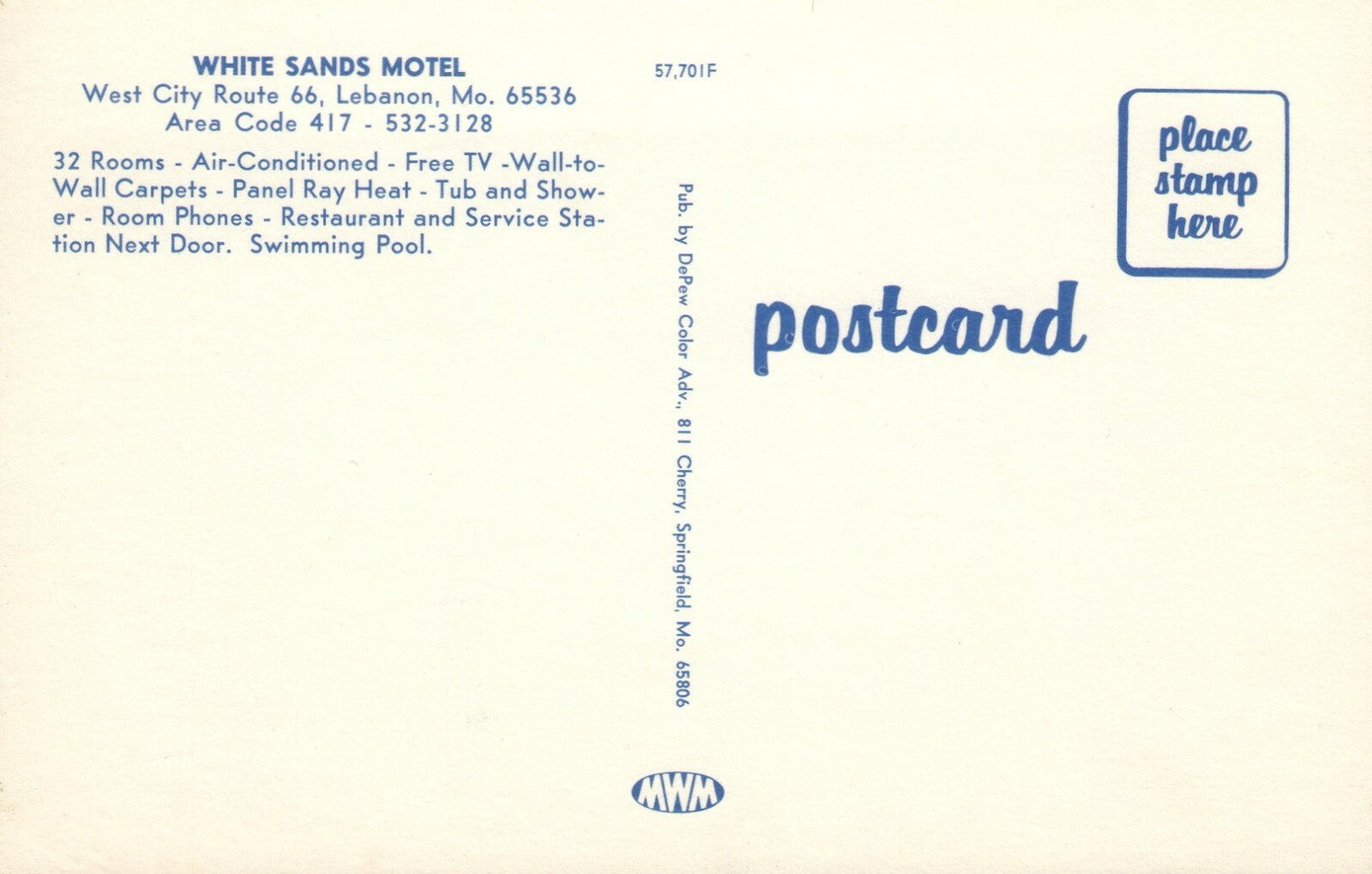White Sands Motel Lebanon MO Missouri Postcard