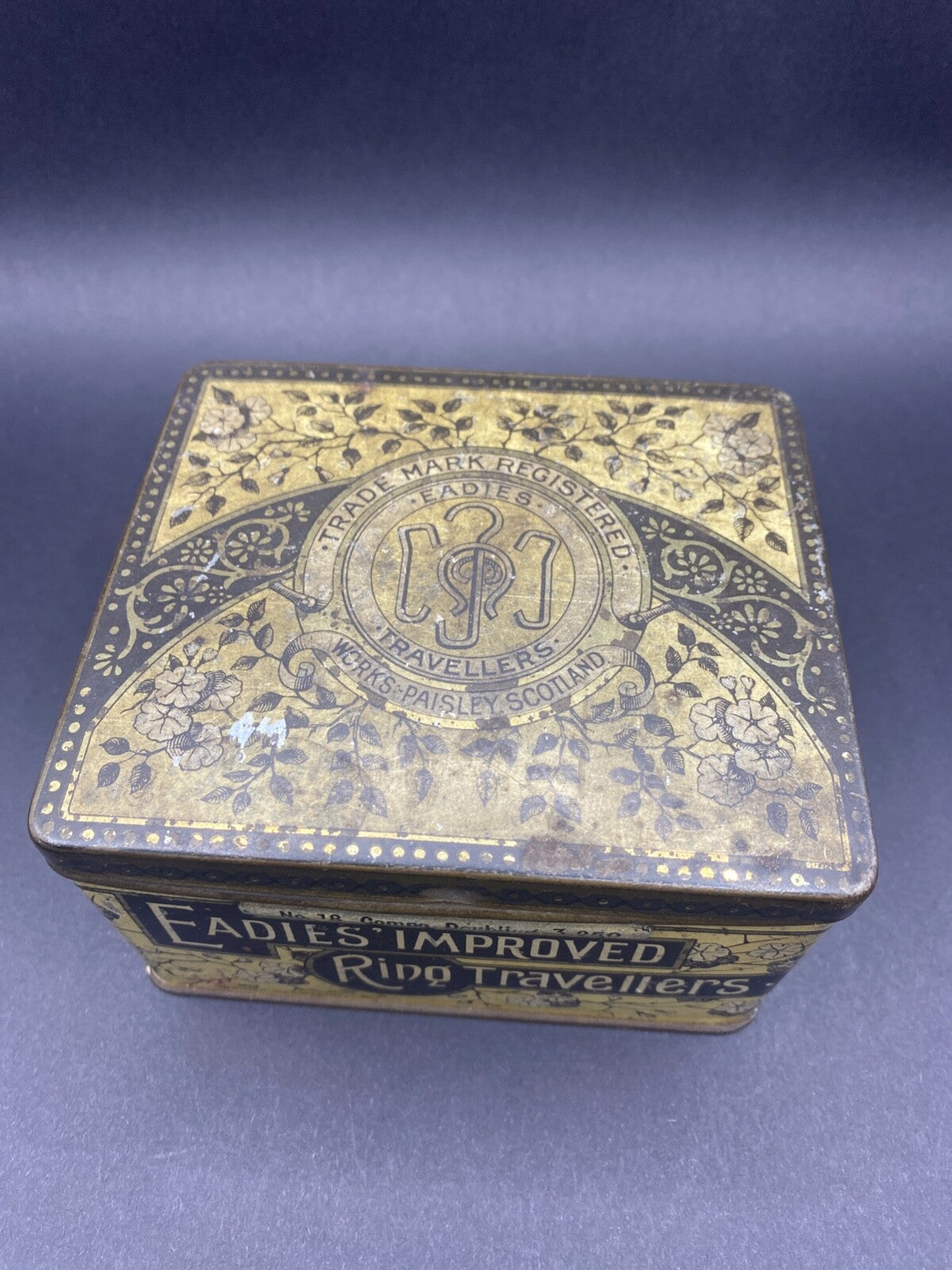 Vintage Eadies' Improved Ring Travellers Advertising Litho Print Small Tin Metal