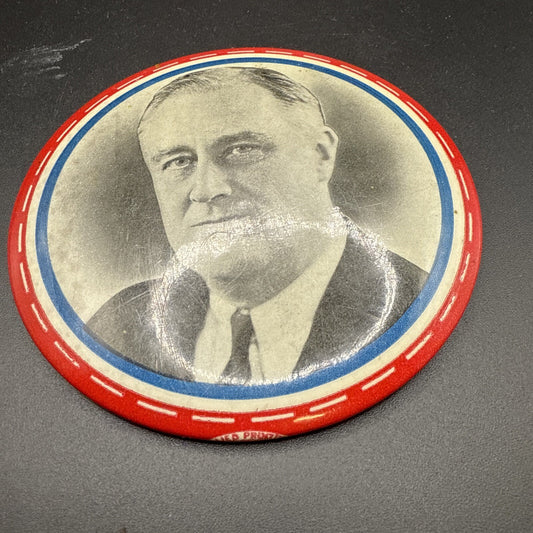 1932 FDR Franklin Delanor Rosevelt 3 Inch Pin-Back Campaign Button pin