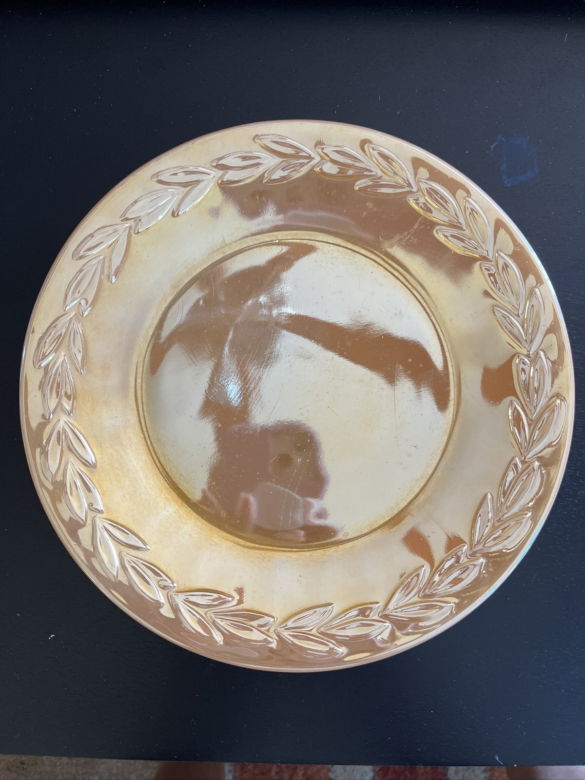 Vintage Fire King PEACH LUSTER WARE LAUREL LEAF  9” Dinner Salad Plate