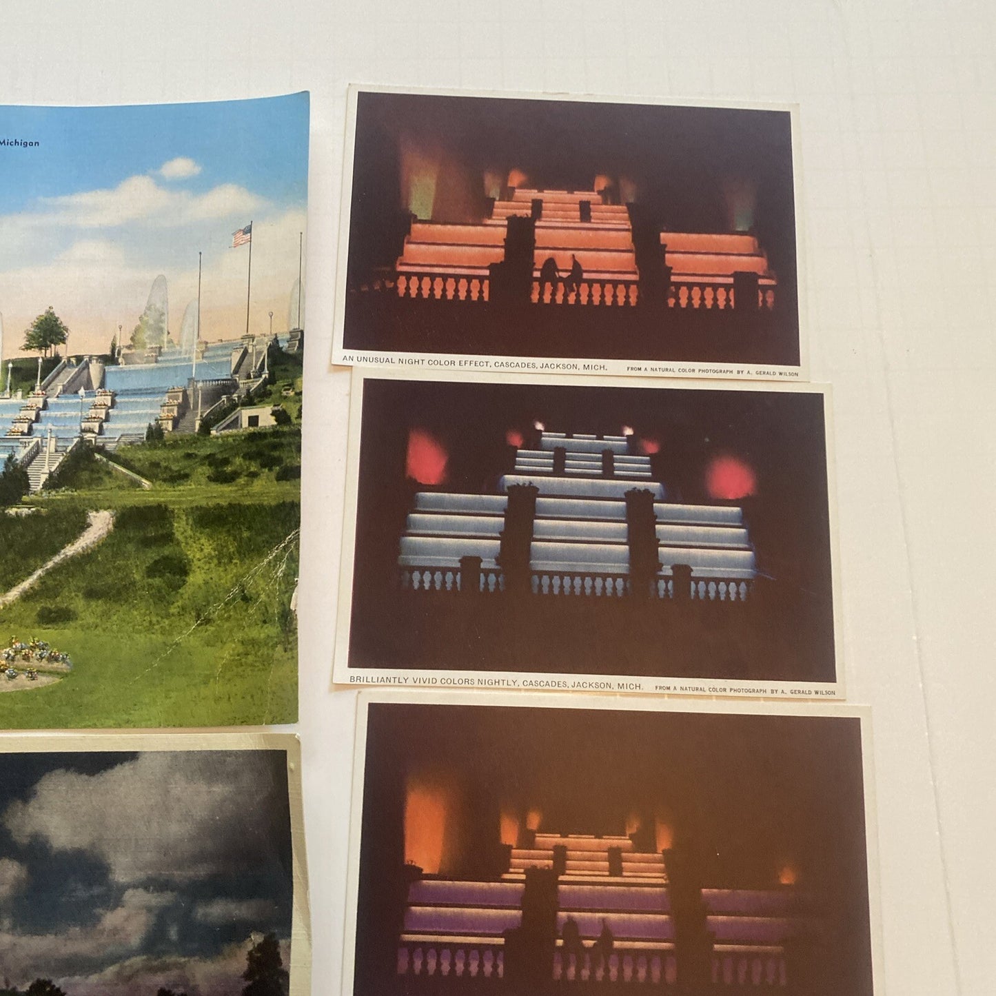 Lot of 6 Jackson MI Michigan  Postcard Oversize Cascades Fountain