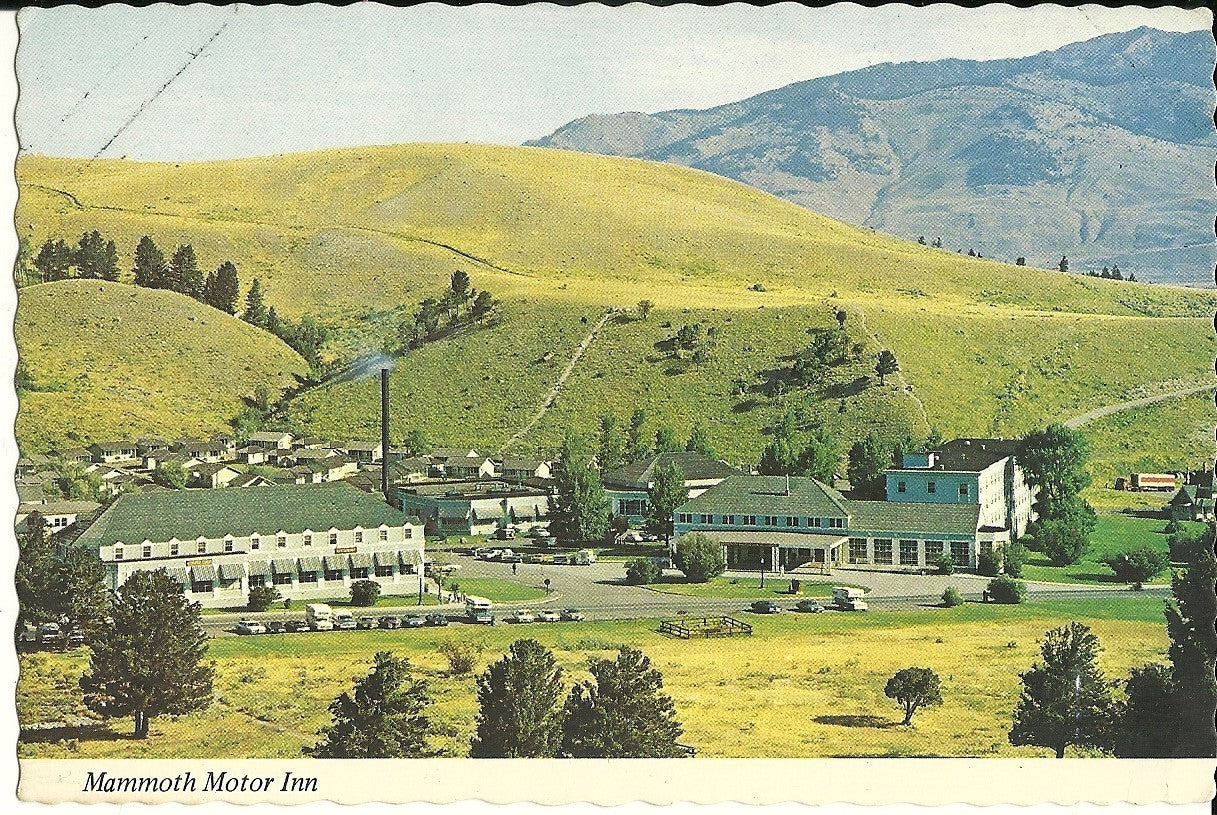 Mammoth Motor Inn Motel Mountains Wyoming WY Post Card