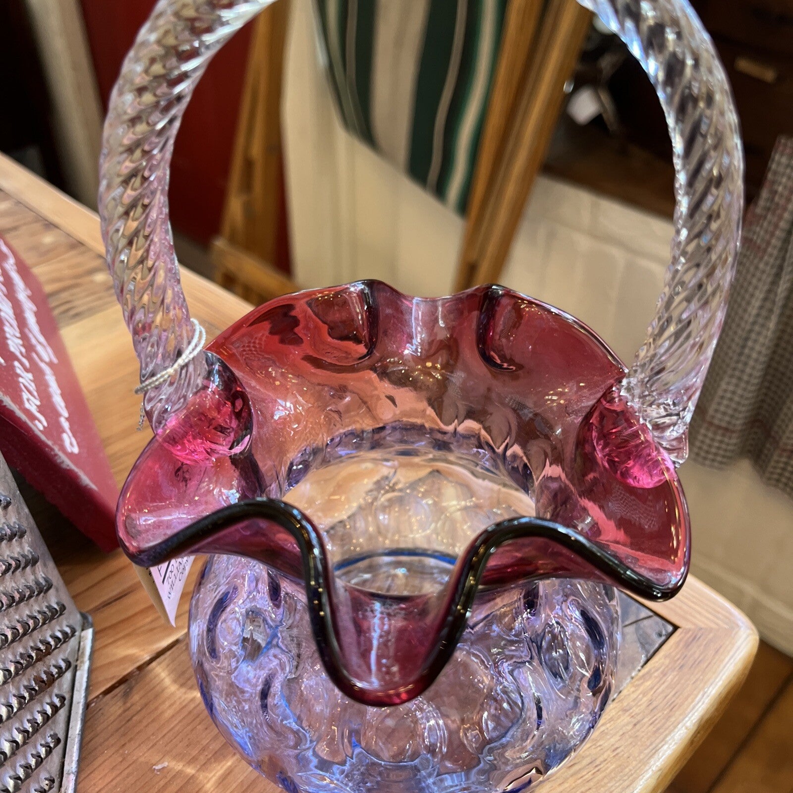 Fenton Mulberry Basket Cranberry To Purple To Blue 8 In High