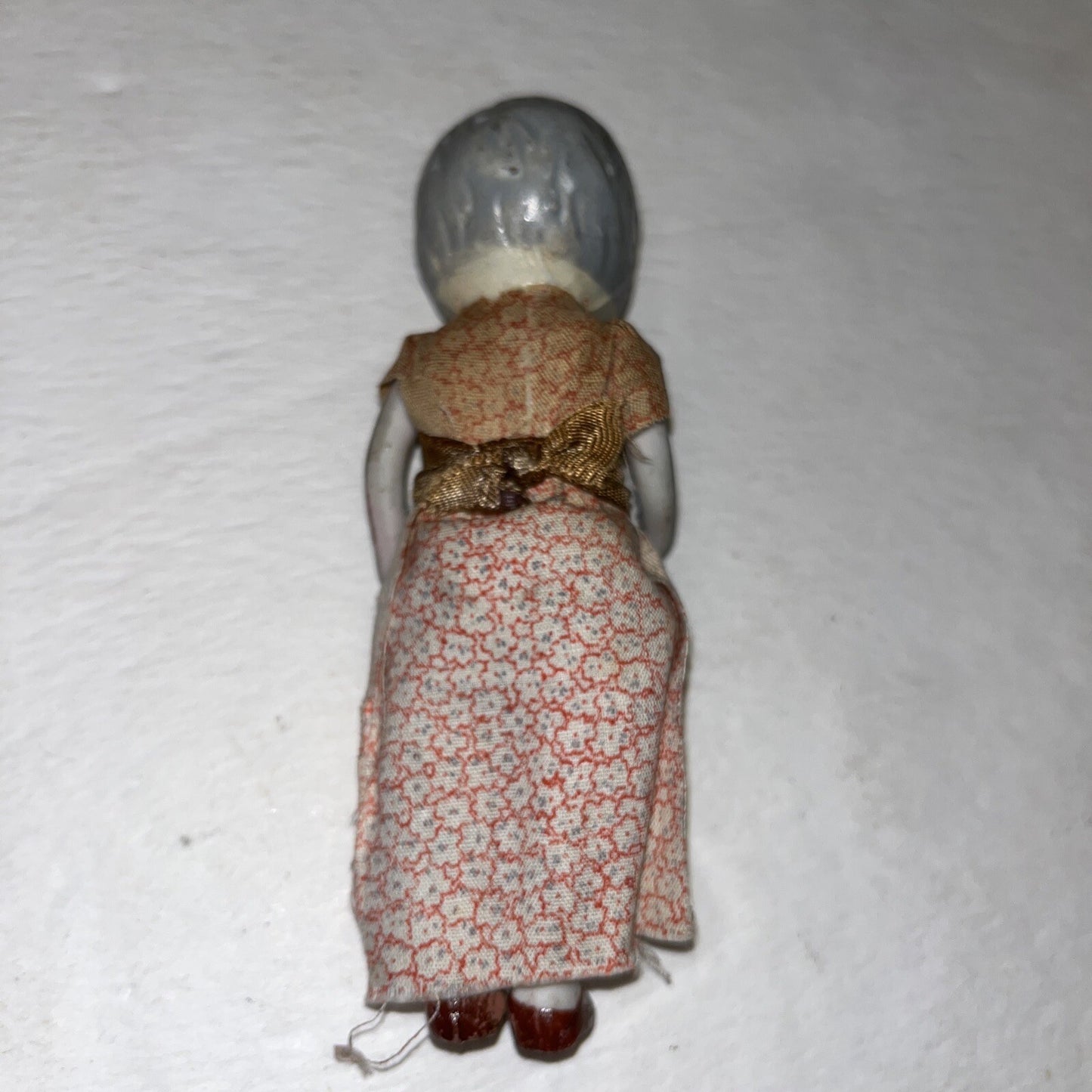 VINTAGE 4" ALL BISQUE GRANDMA DOLL -PAINTED GLASSES- JAPAN