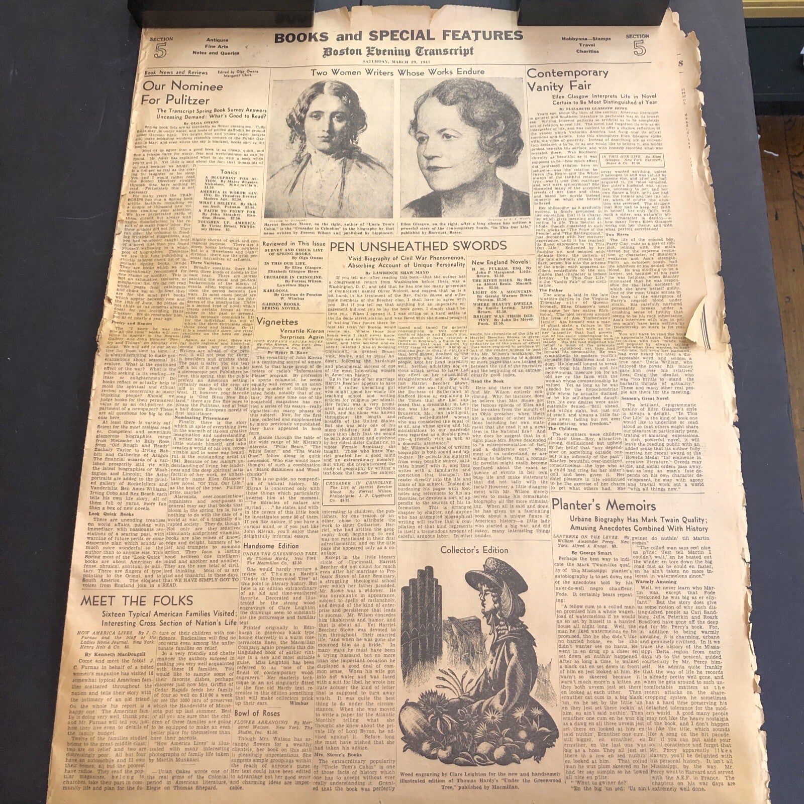 1941 MARCH 29 BOSTON EVENING TRANSCRIPT NEWSPAPER BRITISH GREEK NAVIES VS ITALY