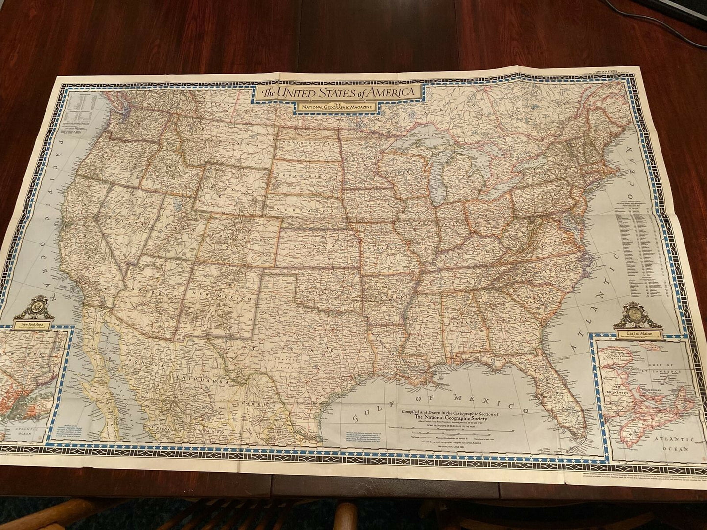 Vintage June 1951 National Geographic Map 41" x 26" 