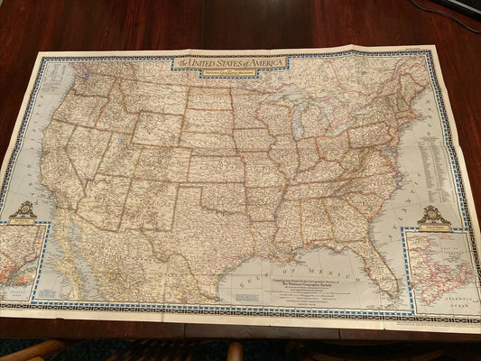 Vintage June 1951 National Geographic Map 41" x 26" 