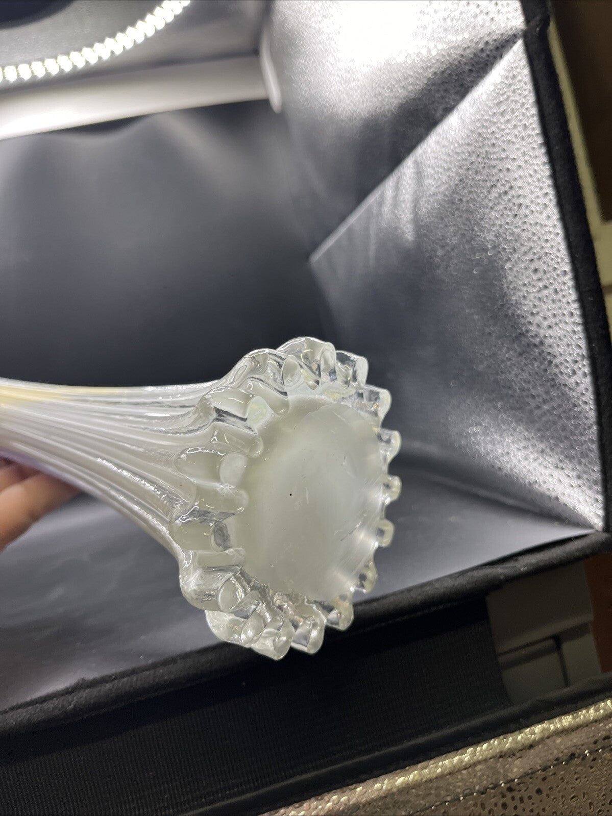 Vase Hand Blown Blue Cobalt Art Glass Jack in the Pulpit  Ribbed Tulip