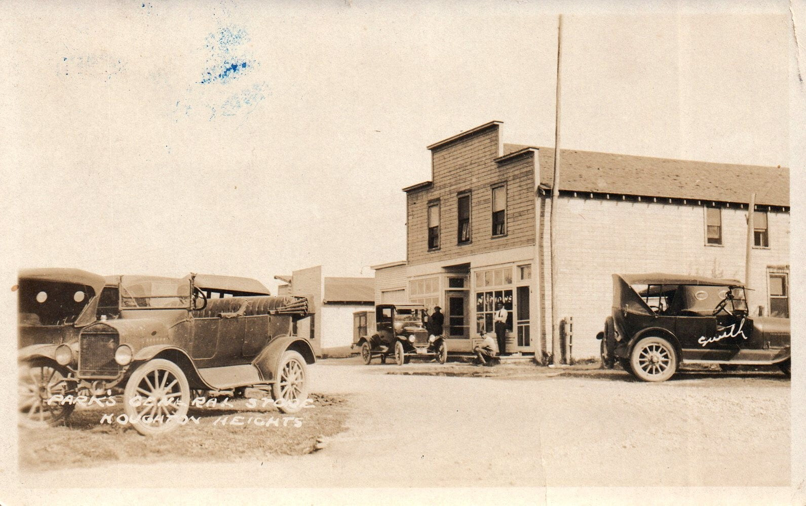 RARE Real Photo Parks General Store Houghton Heights Michigan  MI Old cars