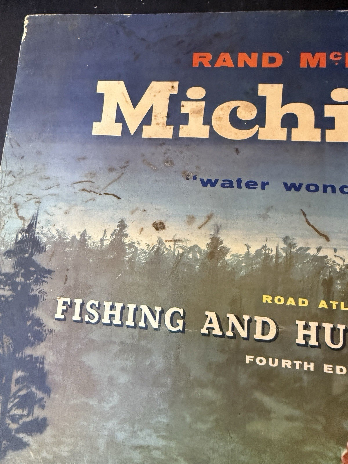 RARE 1958 Rand McNally Fishing Hunting Guide Michigan  Mackinac Bridge issue