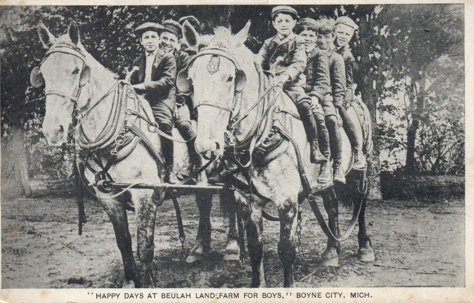 Happy Days Beulah land Farm for Boys on Horses Boyne City Michigan MI Postcard